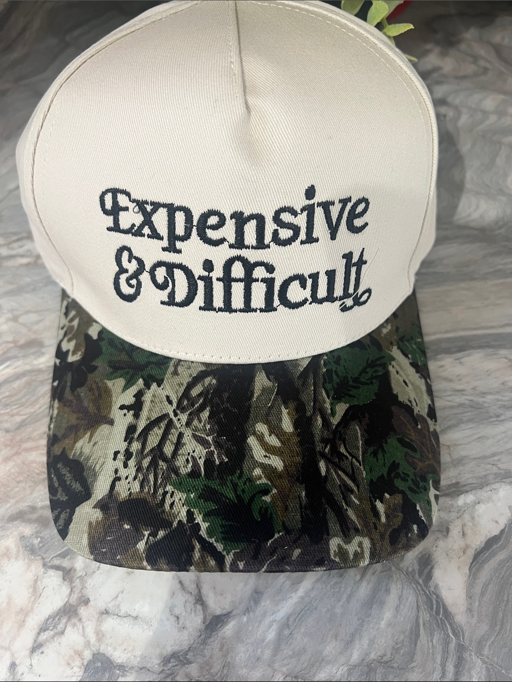 "Expensive & Difficult" Camouflage Brim Trucker Hat